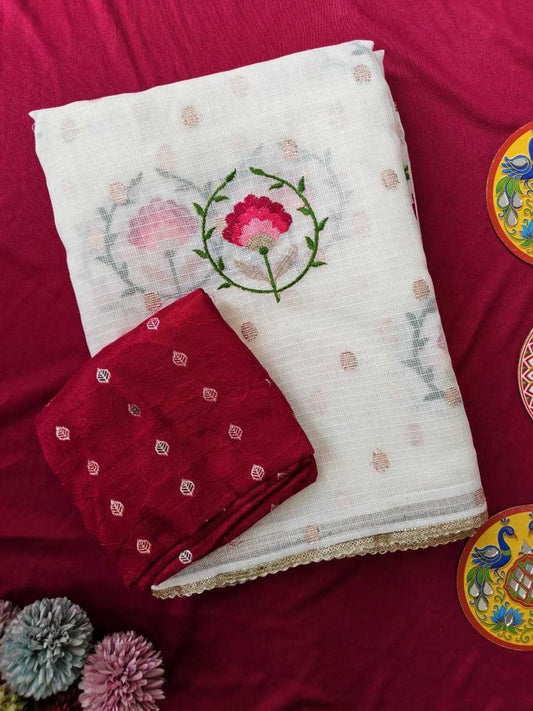 Soft Kota Embroidered Saree