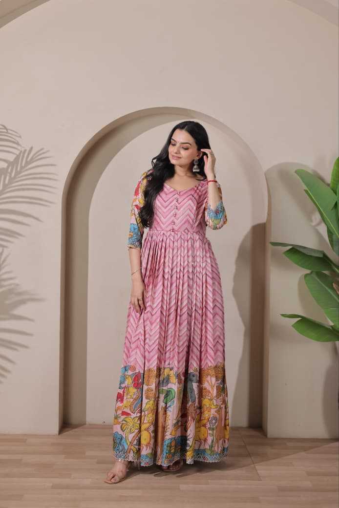 Tussar Silk Embroidery Gown