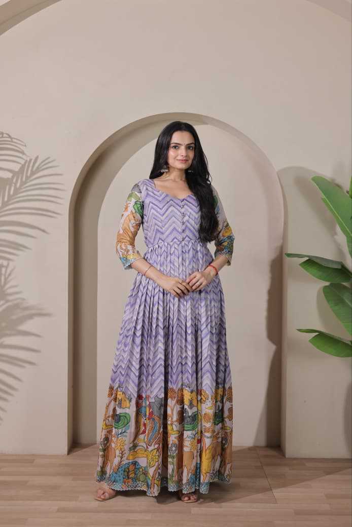 Tussar Silk Embroidery Gown