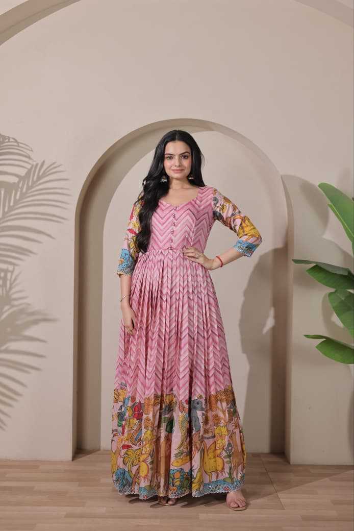 Tussar Silk Embroidery Gown