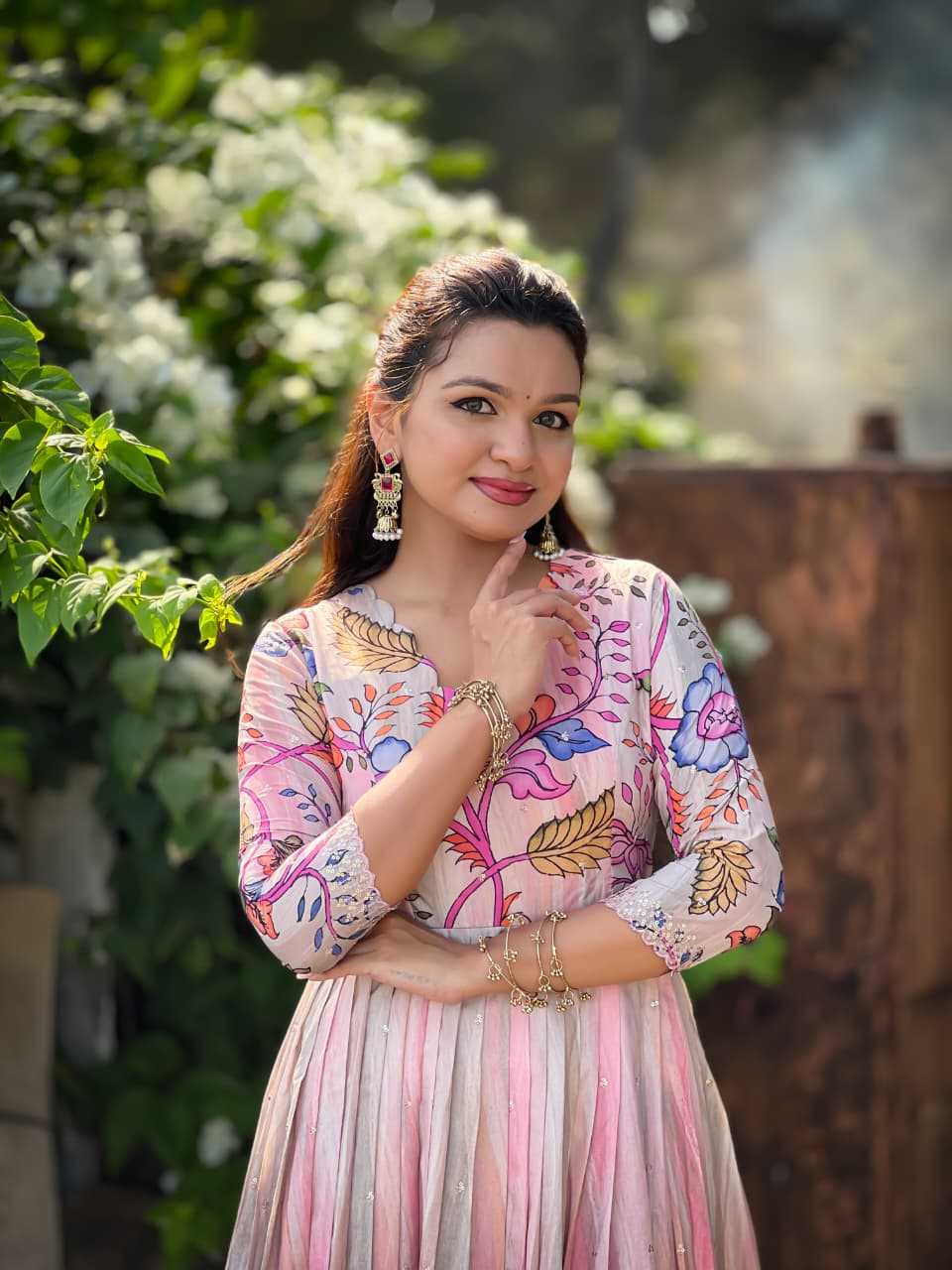Tussar Silk Embroidery Gown