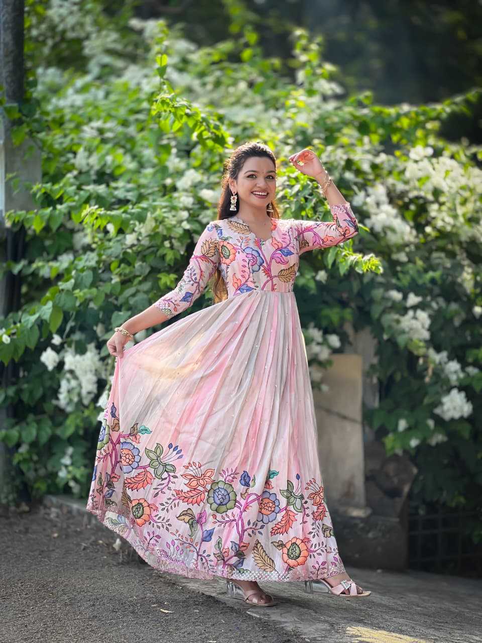 Tussar Silk Embroidery Gown