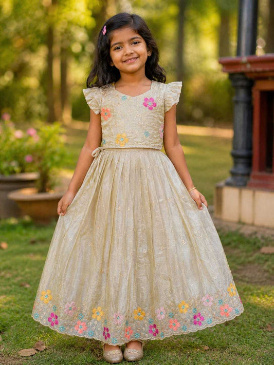 Soft Gold Crush Kids Lehenga