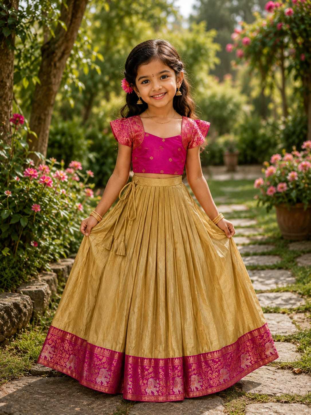 Tissue Silk Kids Lehenga
