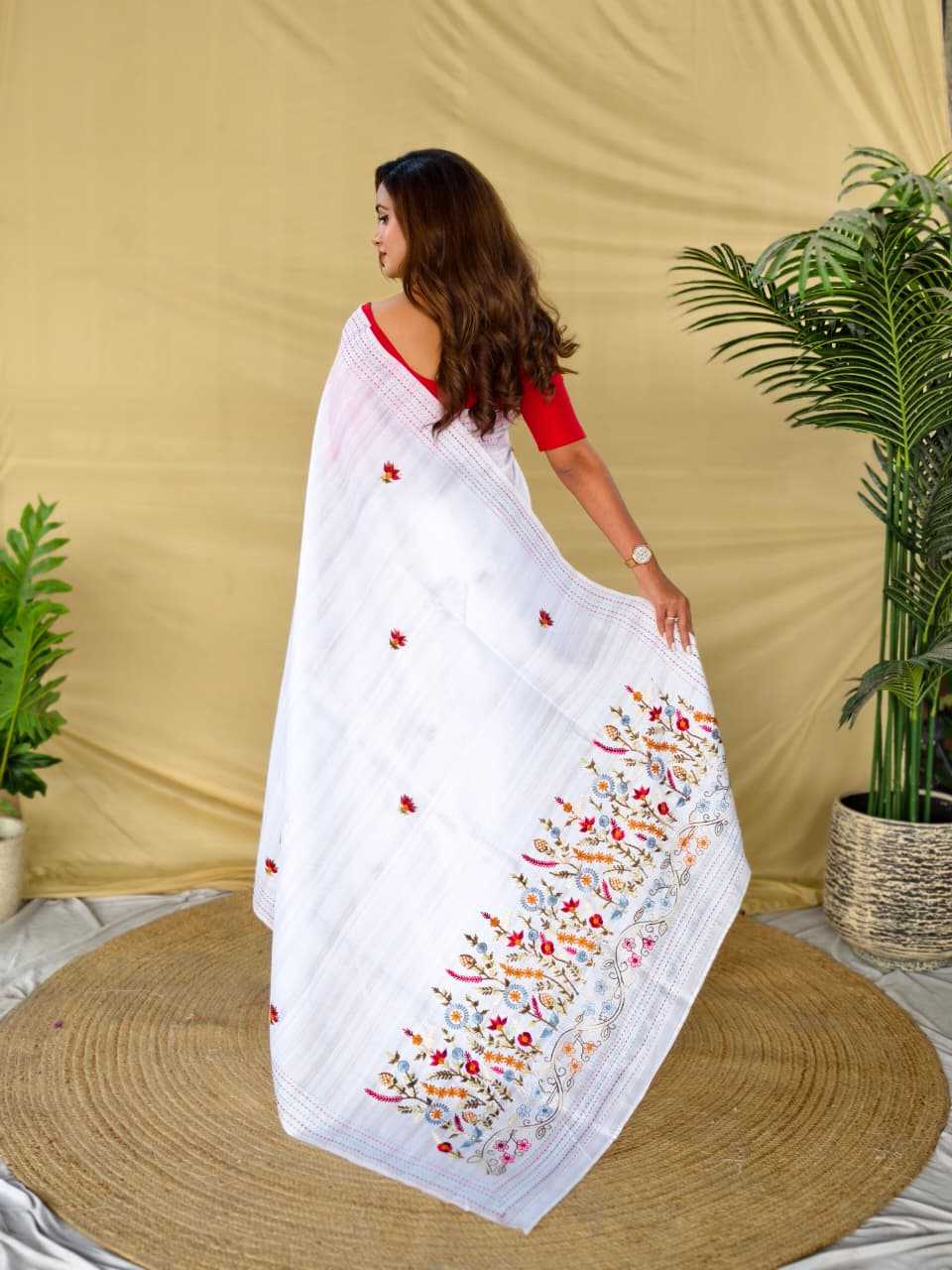 Tussar Silk Saree in White