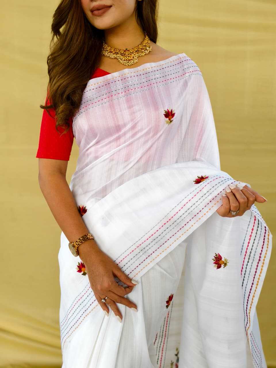 Tussar Silk Saree in White