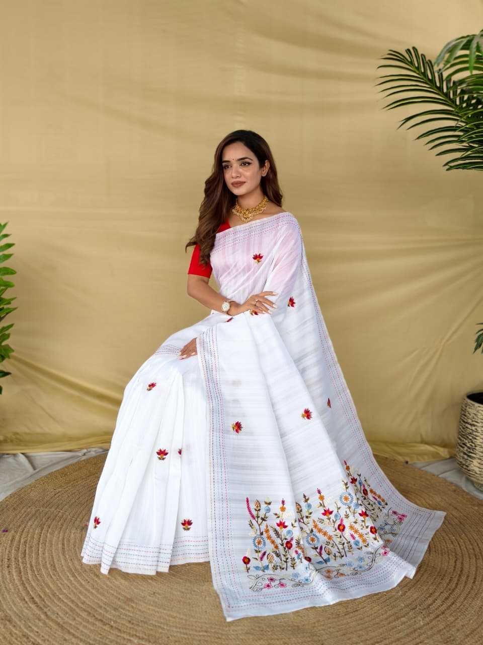 Tussar Silk Saree in White