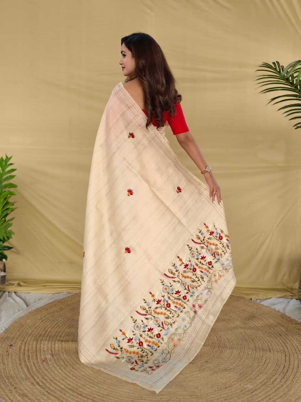Tussar Silk Saree in White