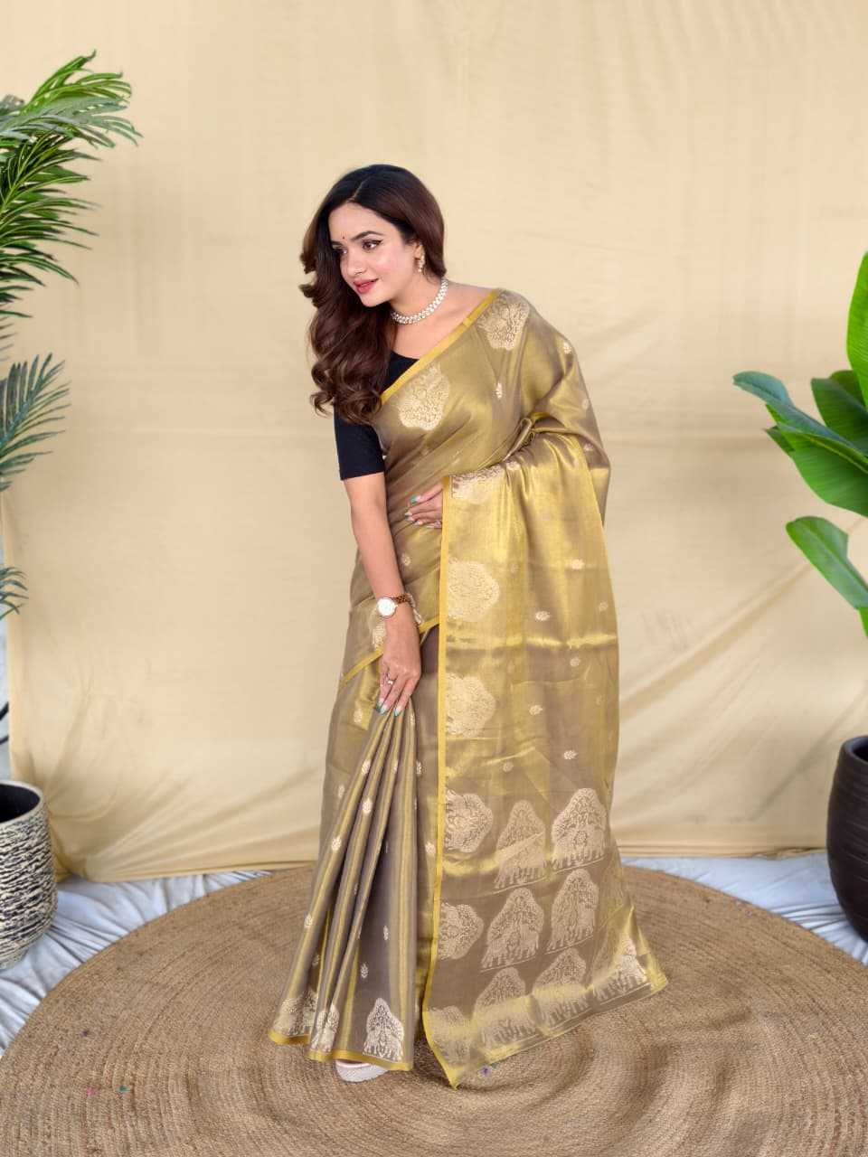 Tissue Designer Saree in Bronze