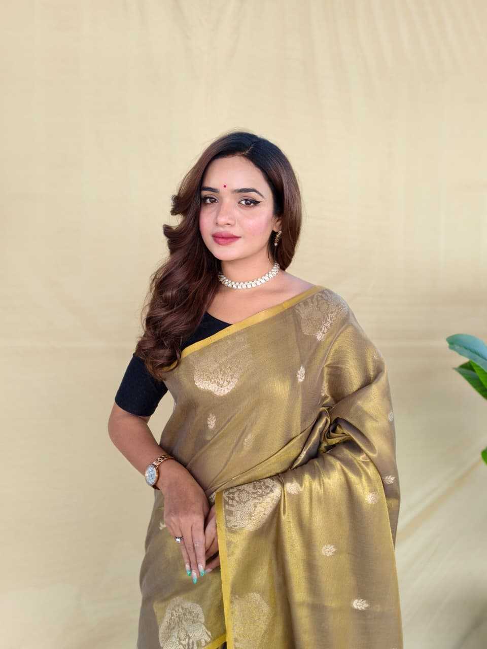 Tissue Designer Saree in Bronze
