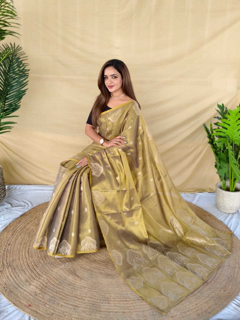Tissue Designer Saree in Bronze