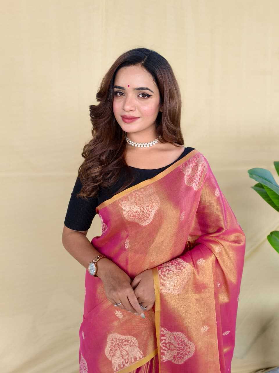Tissue Designer Saree in Bronze