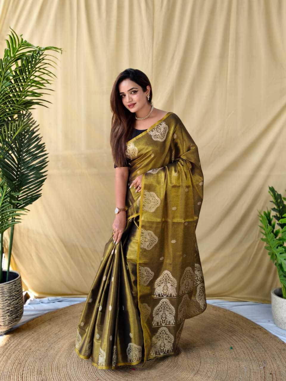 Tissue Designer Saree in Bronze