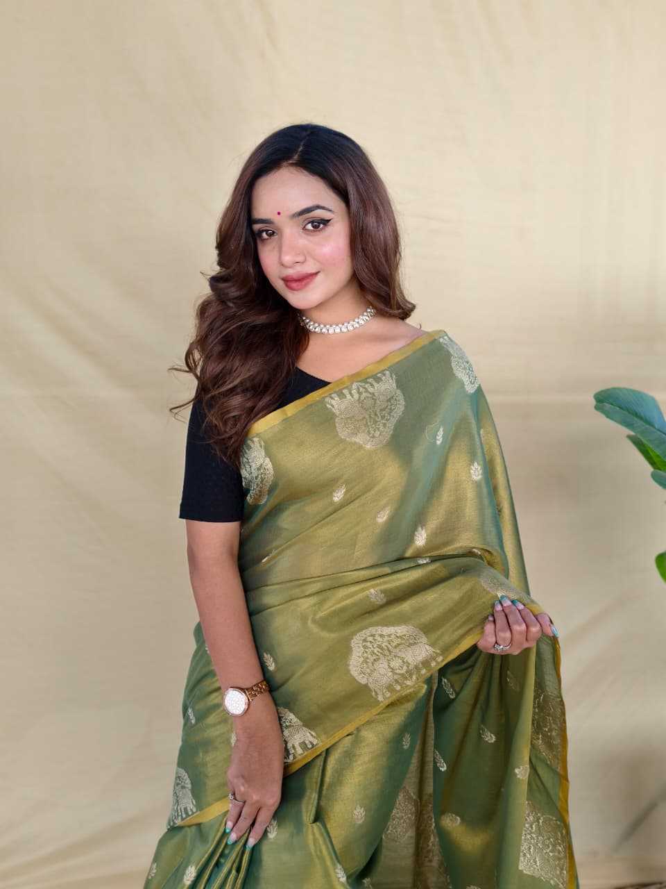 Tissue Designer Saree in Bronze