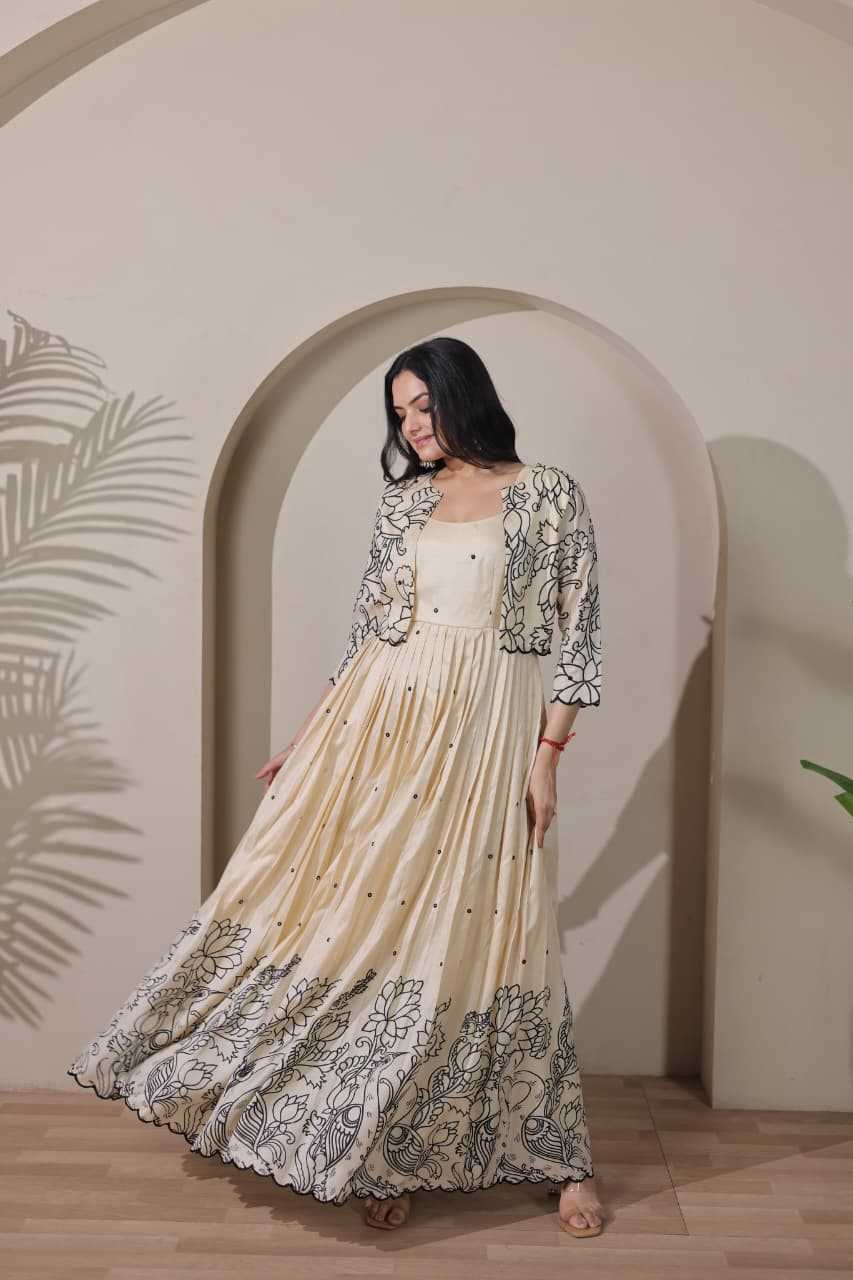Tussar Silk Printed Gown