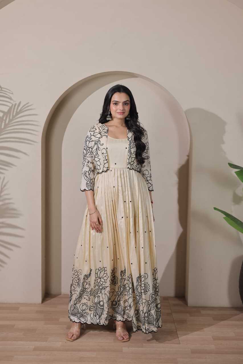 Tussar Silk Printed Gown