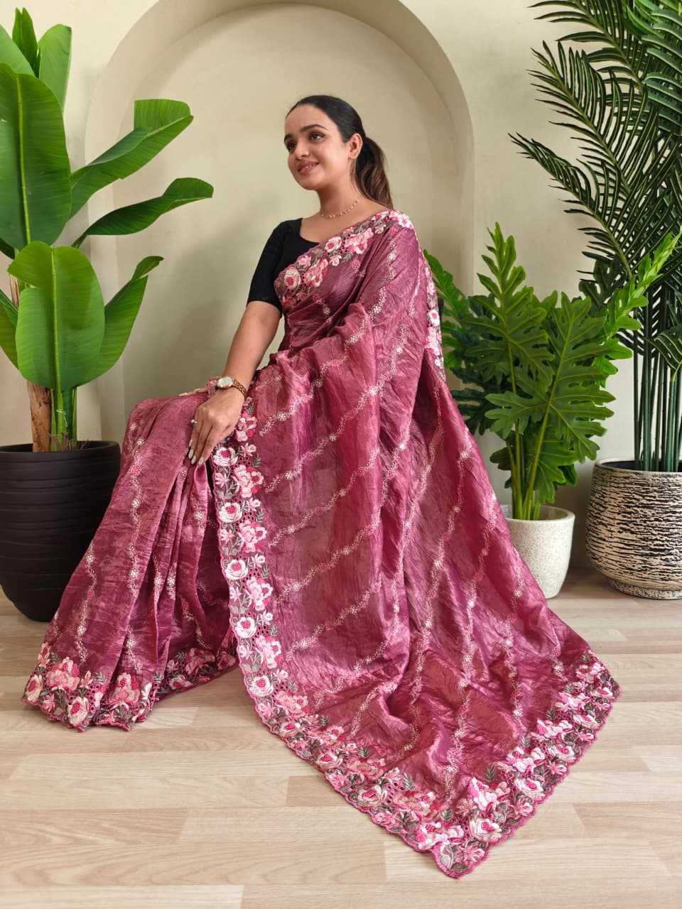 Crush Silk Party Wear Saree