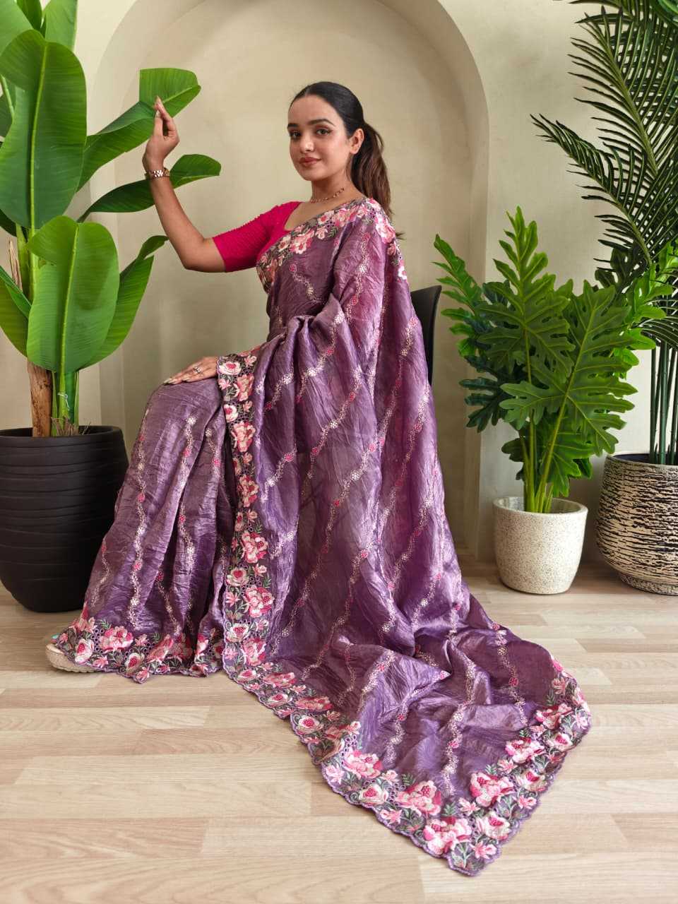 Crush Silk Party Wear Saree