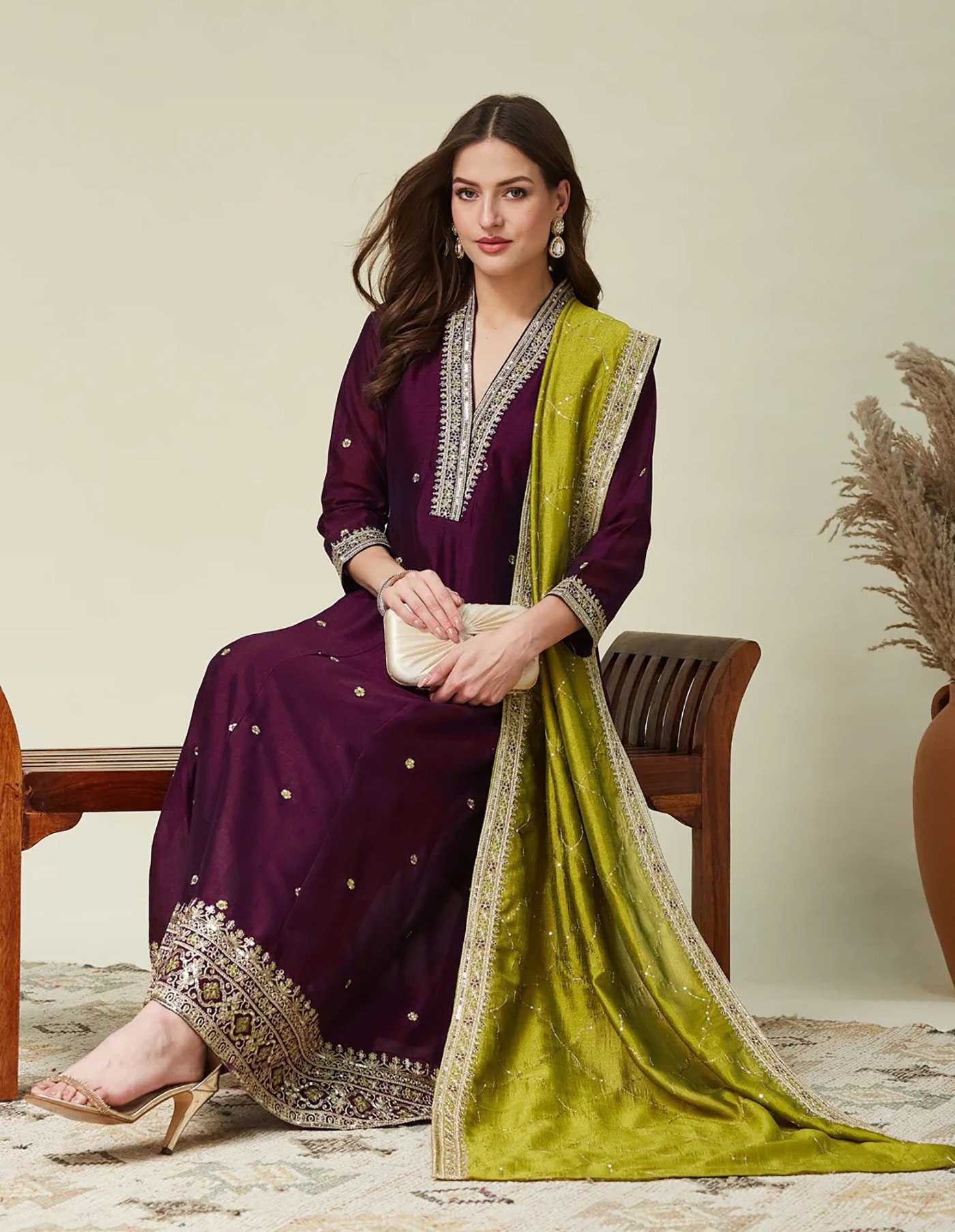 Vichitra Silk Designer Kurti