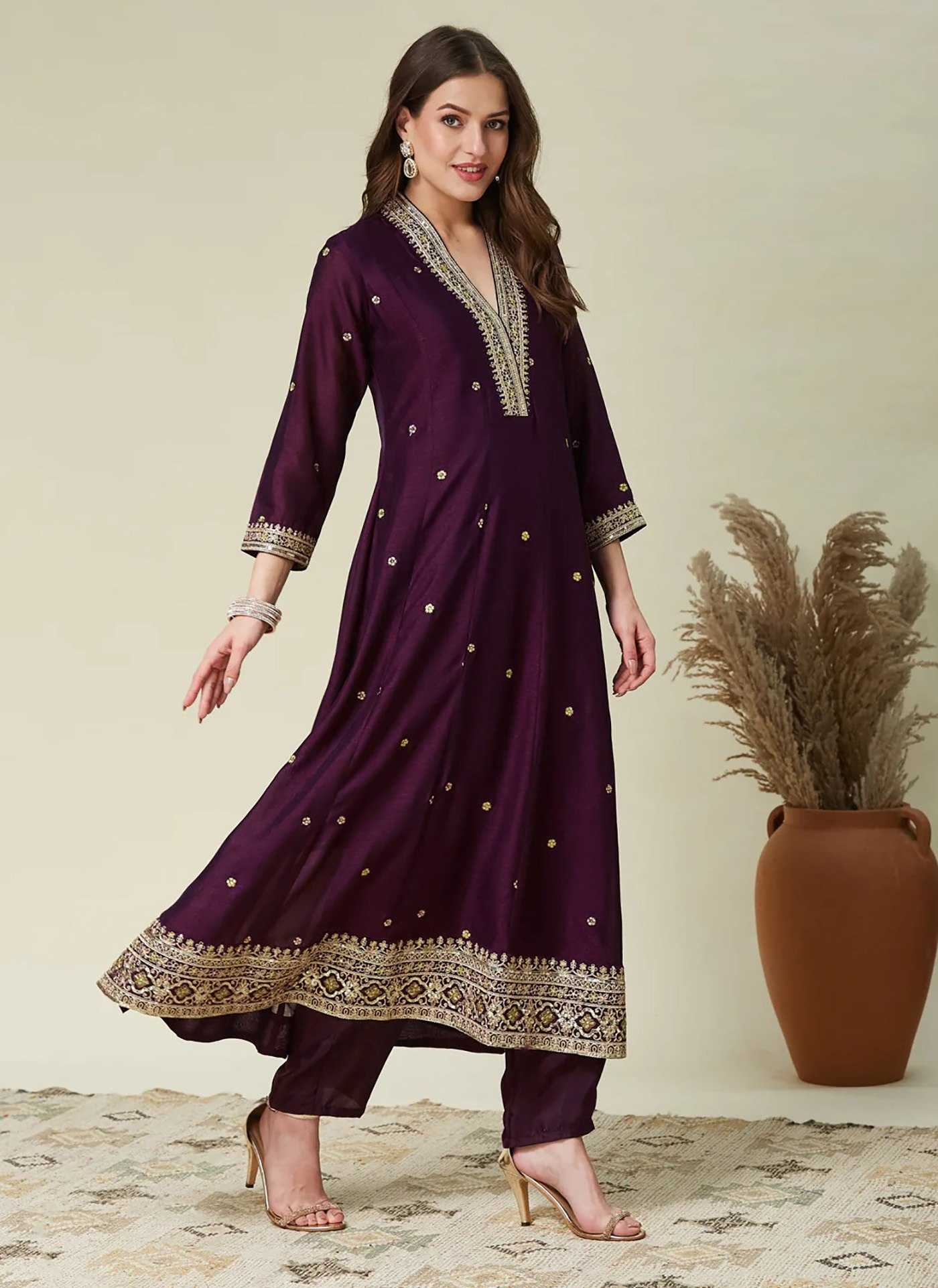 Vichitra Silk Designer Kurti