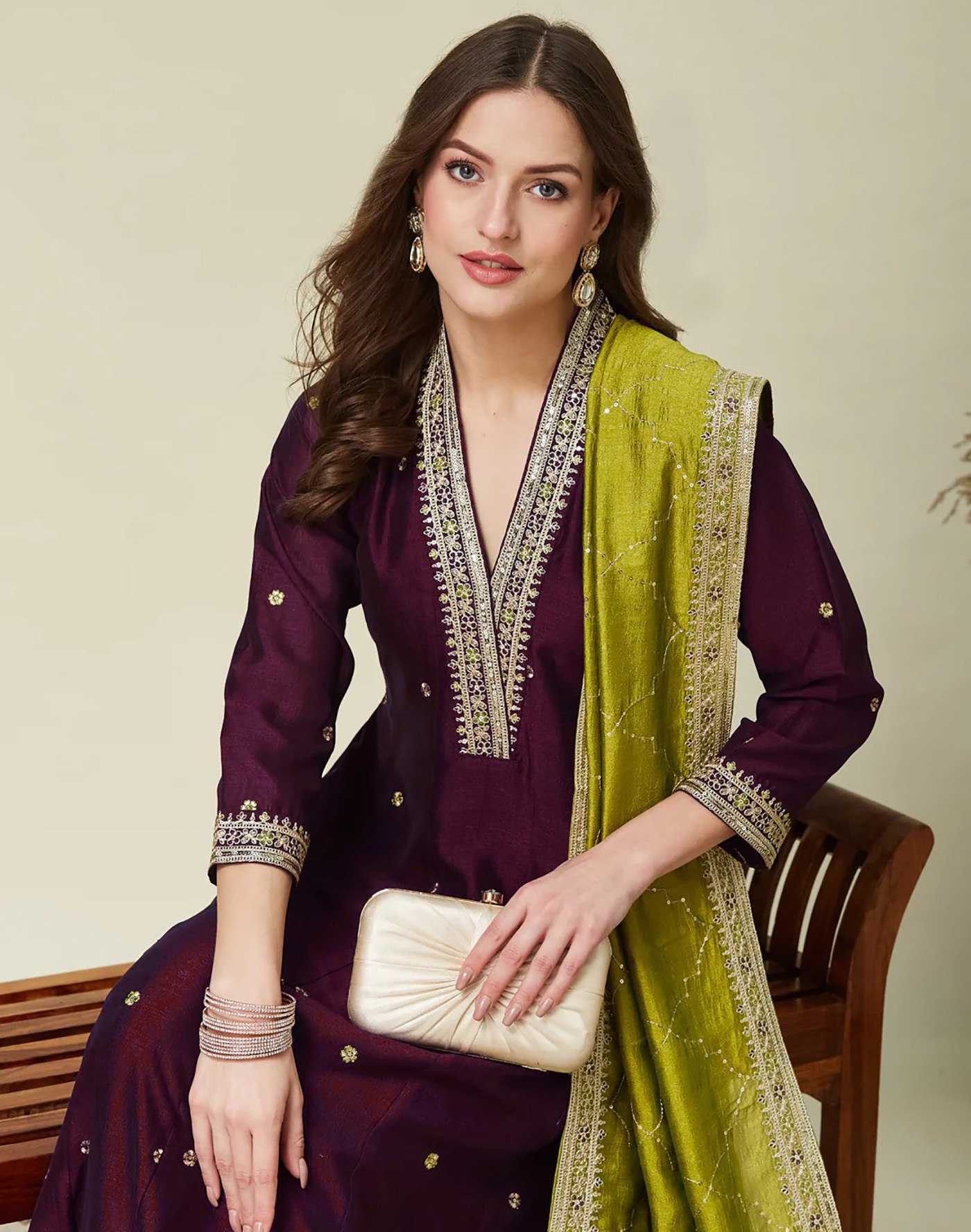 Vichitra Silk Designer Kurti