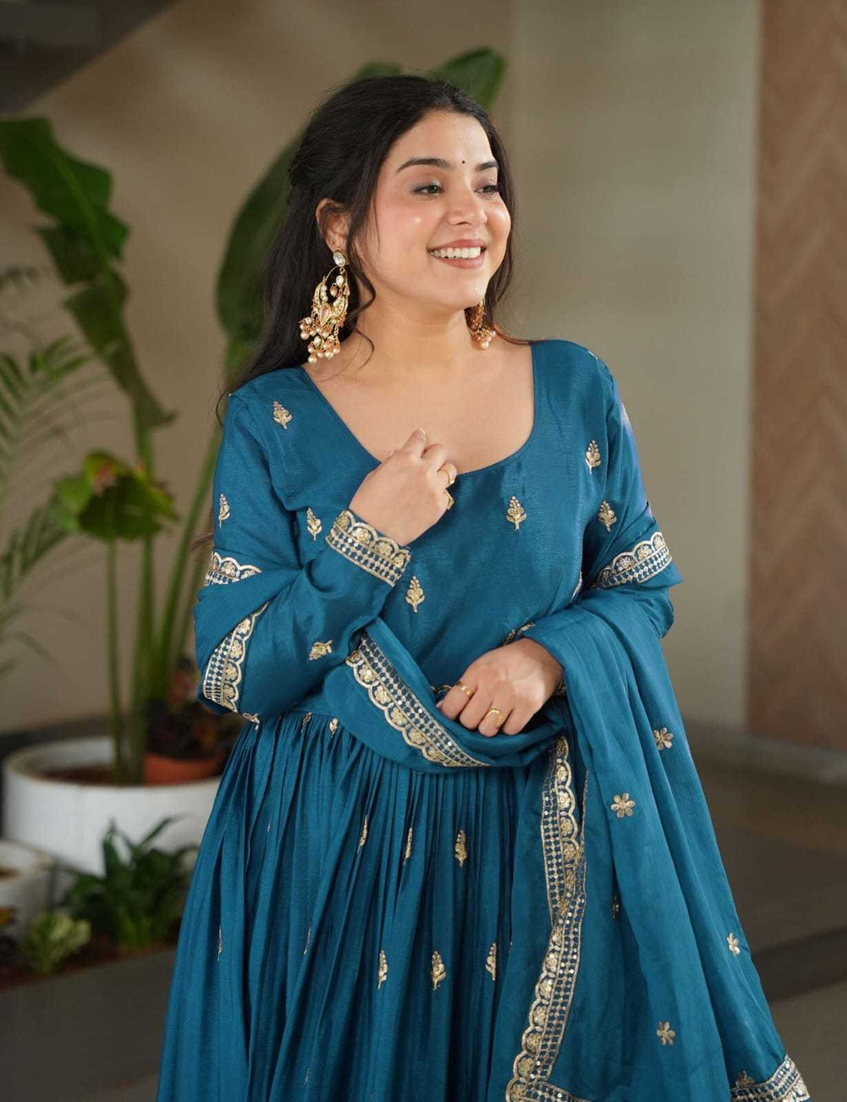 Chhavi Chinon Anarkali Gown in Blue