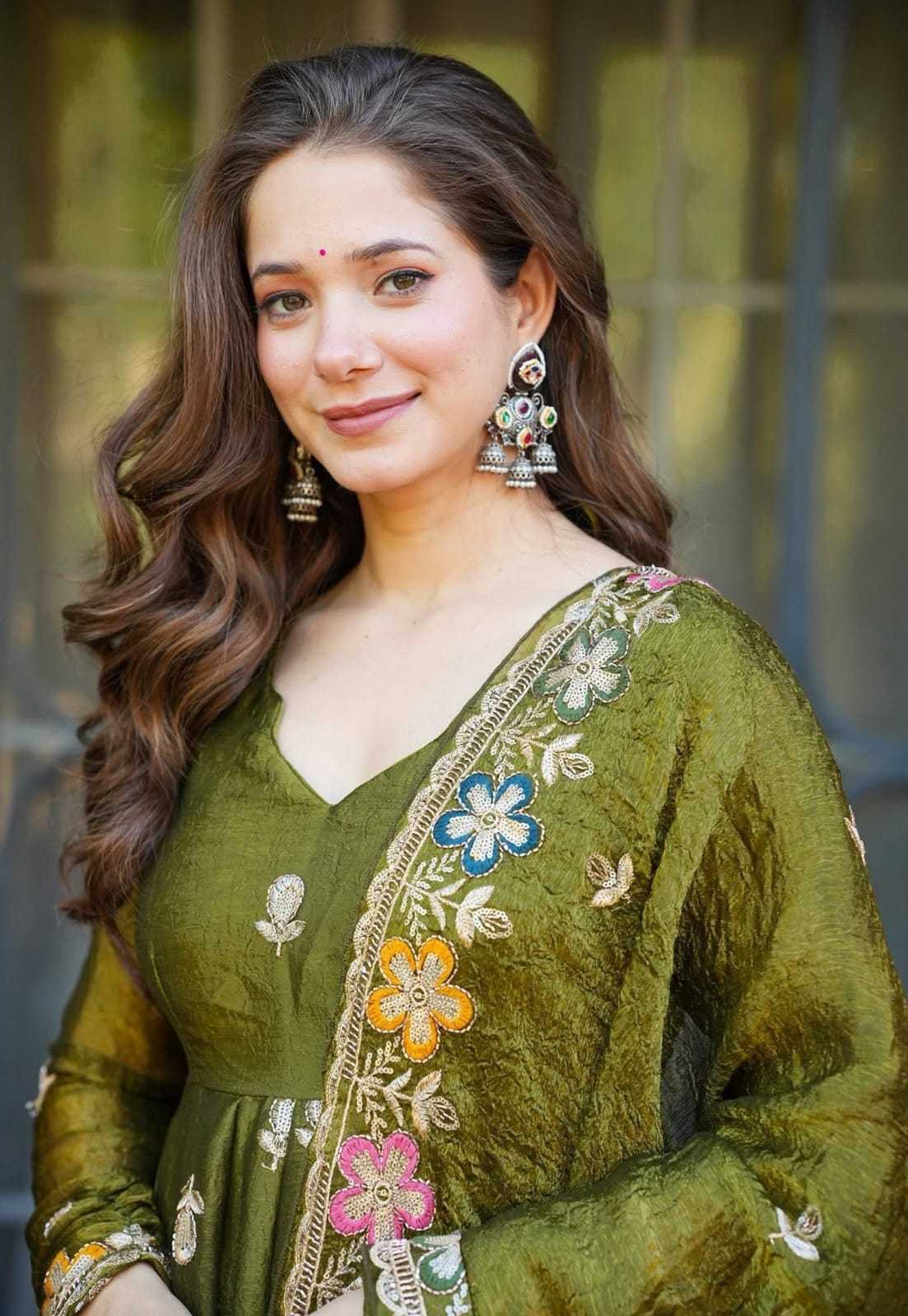 Mehndi Avani Heavy Silk Anarkali Gown