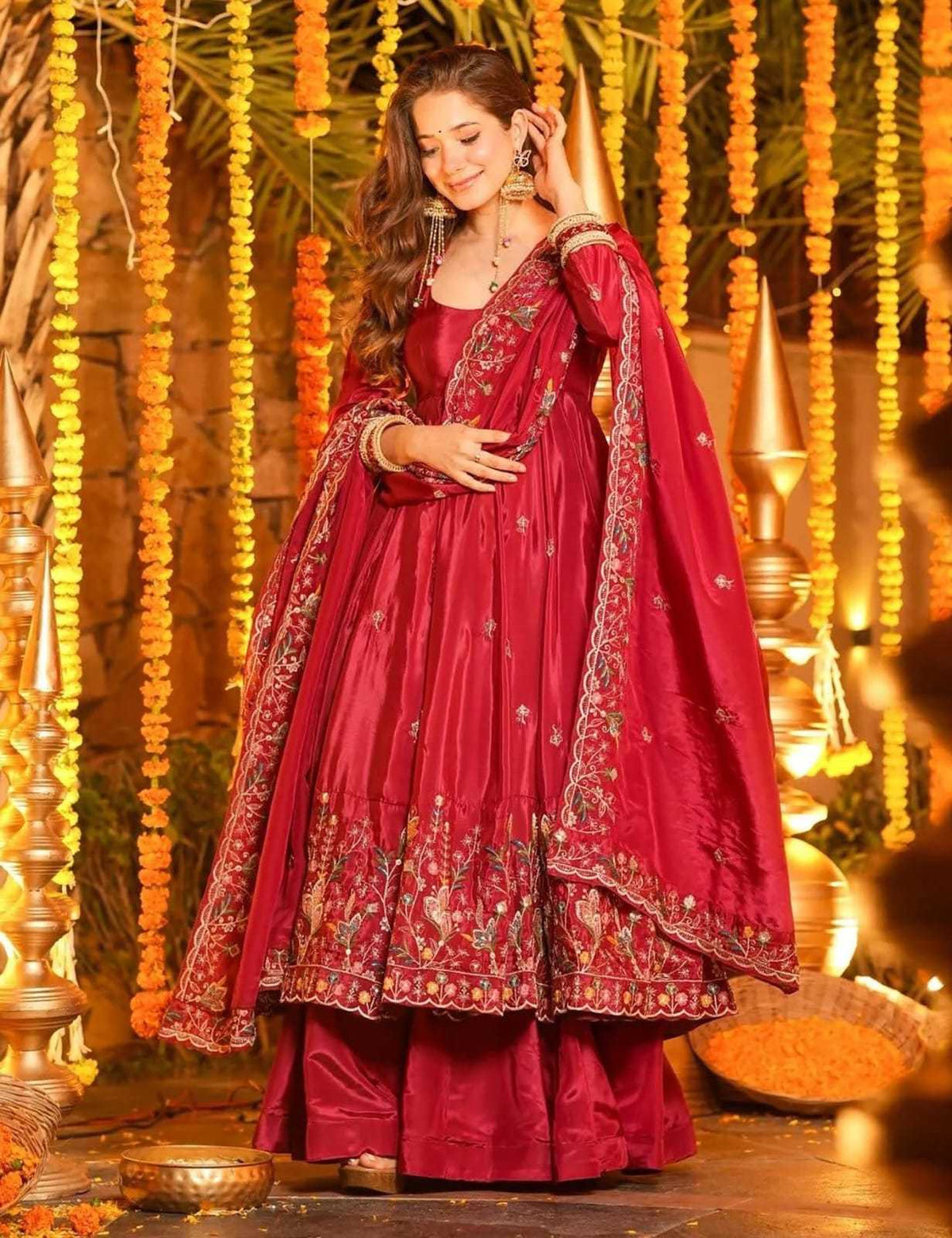 Pink Karnival Crepe Anarkali Suit