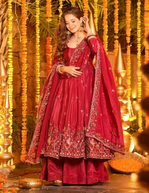 Pink Karnival Crepe Anarkali Suit