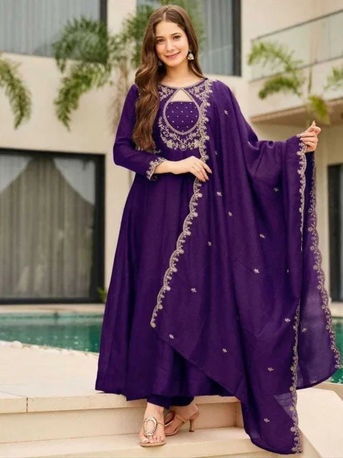 Vichitra Silk Designer Suit