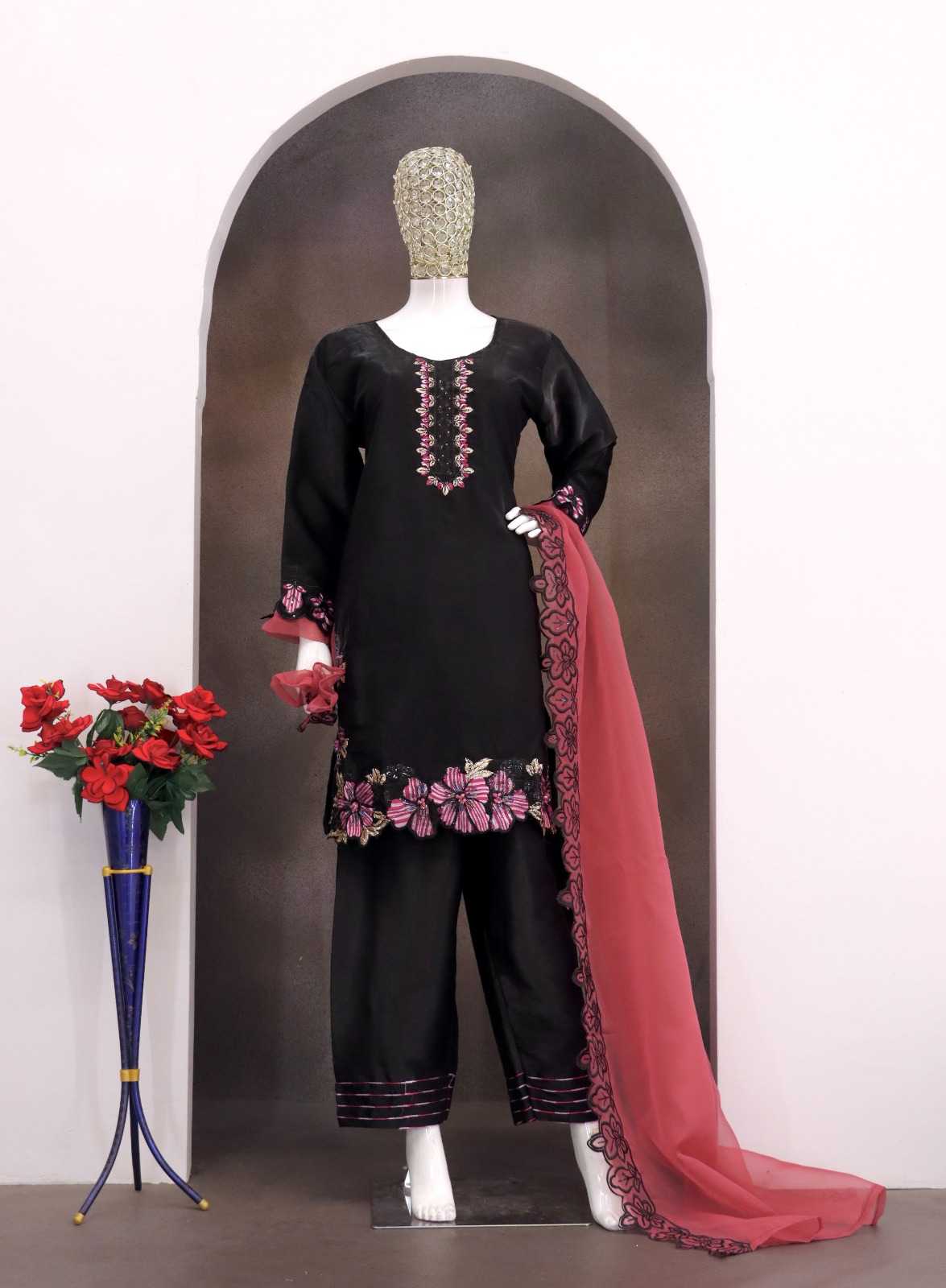 Satin Embroidery Suit