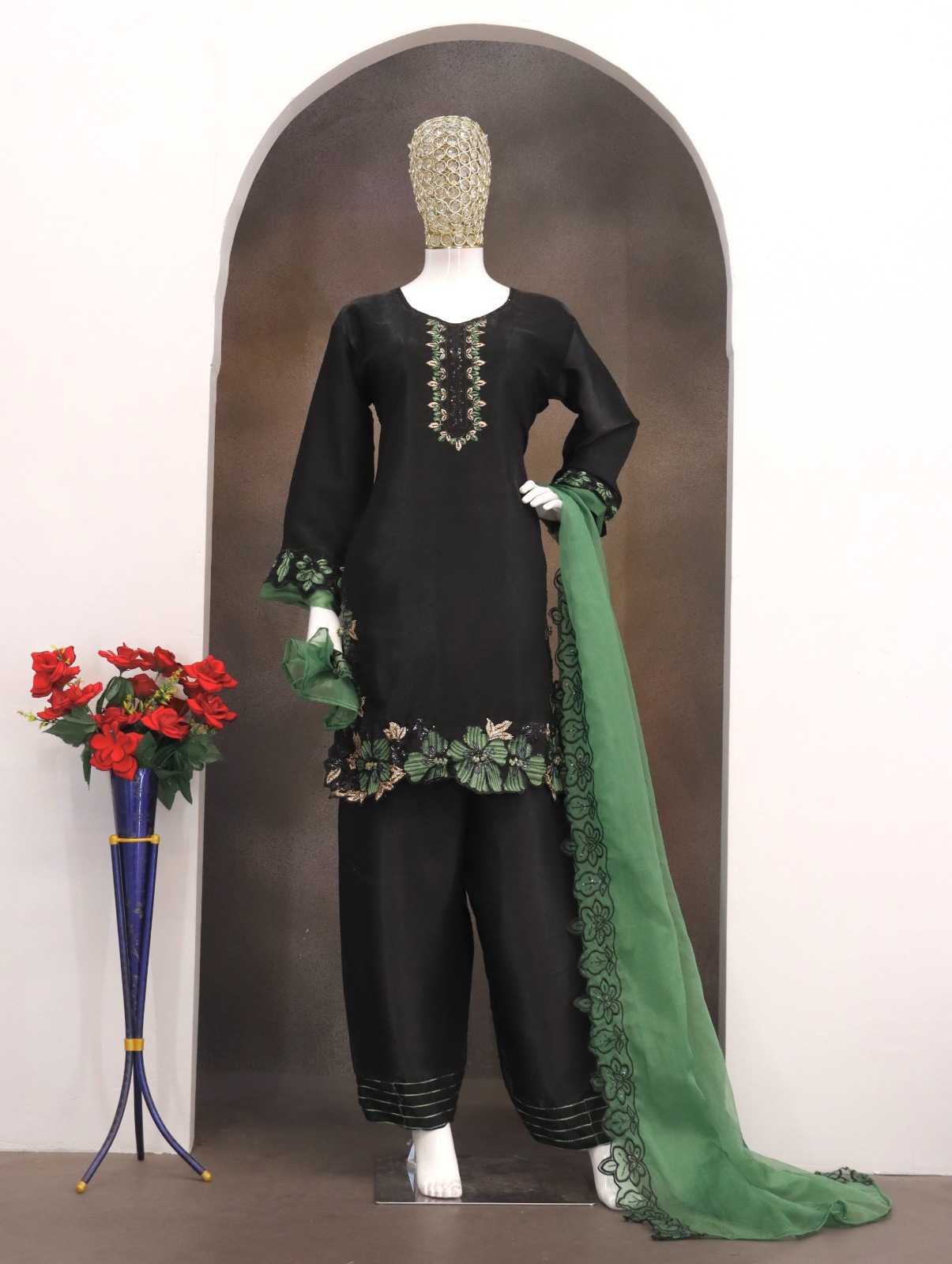 Satin Embroidery Suit