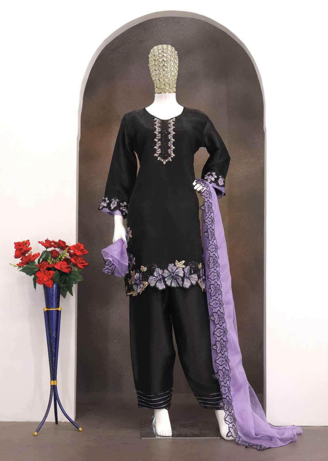 Satin Embroidery Suit