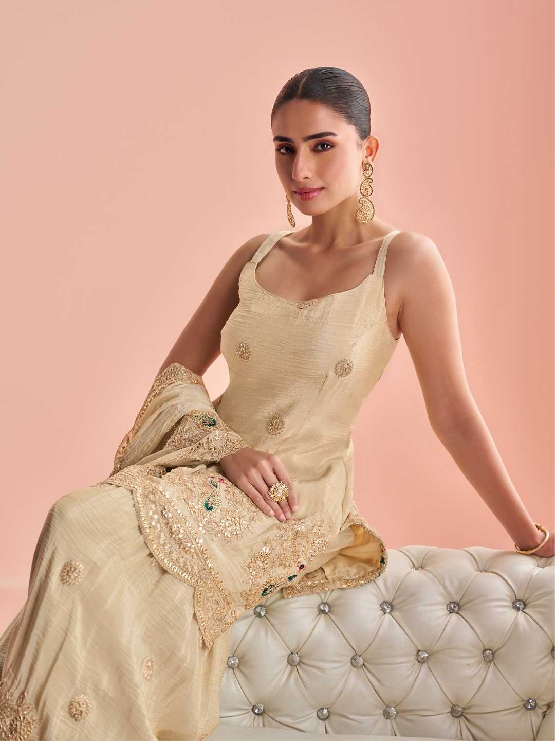 Vichitra Silk Embroidered Kurti 10127