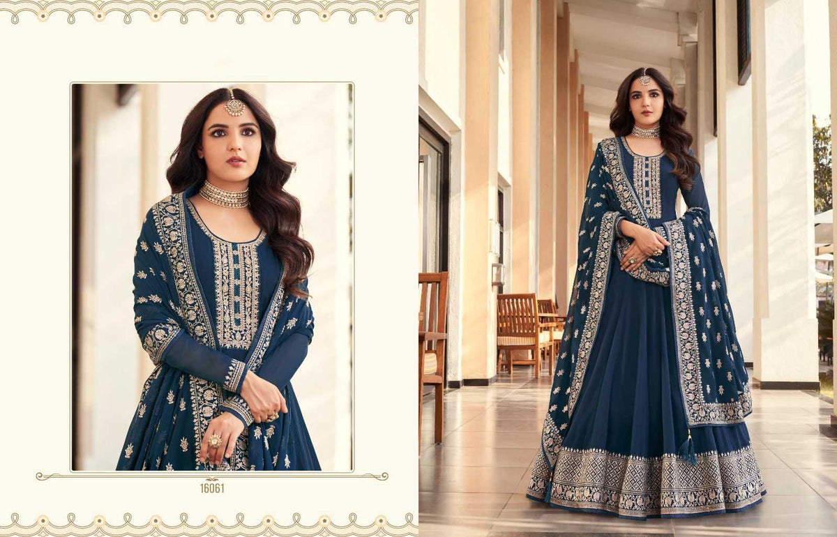 Georgette Embroidery Suit in Dark Wine