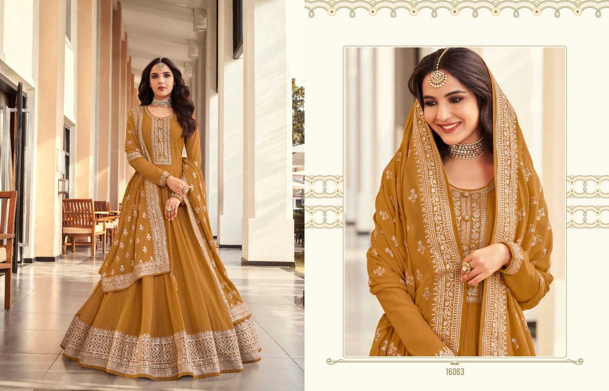Georgette Embroidery Suit in Dark Wine