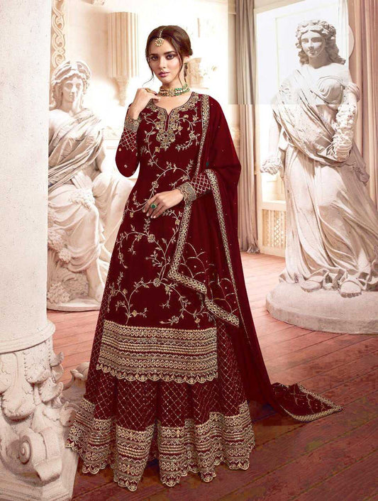 Georgette Embroidery Suit in Black