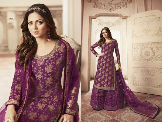 Heavy Silk Palazzo Suit in Dark Wine