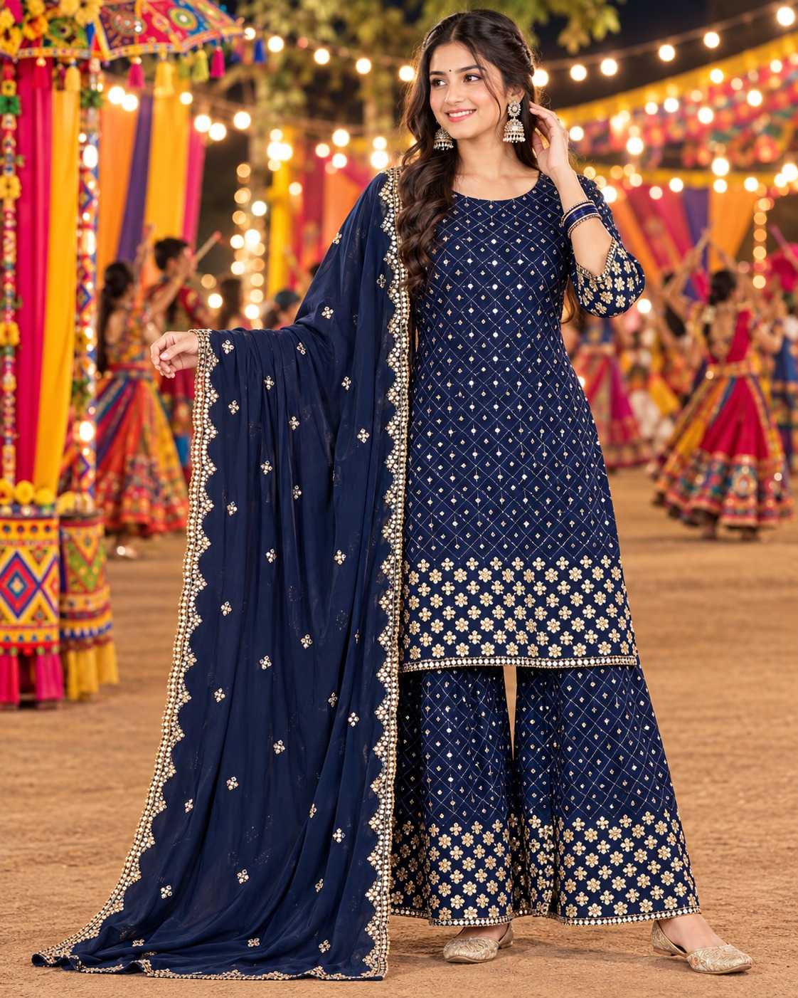 Georgette Embroidery Suit in Yellow