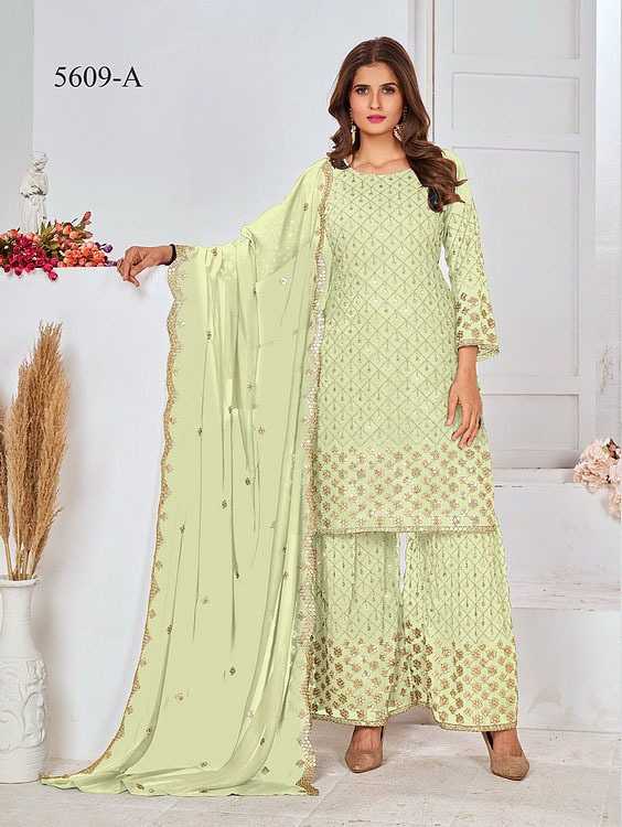 Georgette Embroidery Suit in Yellow