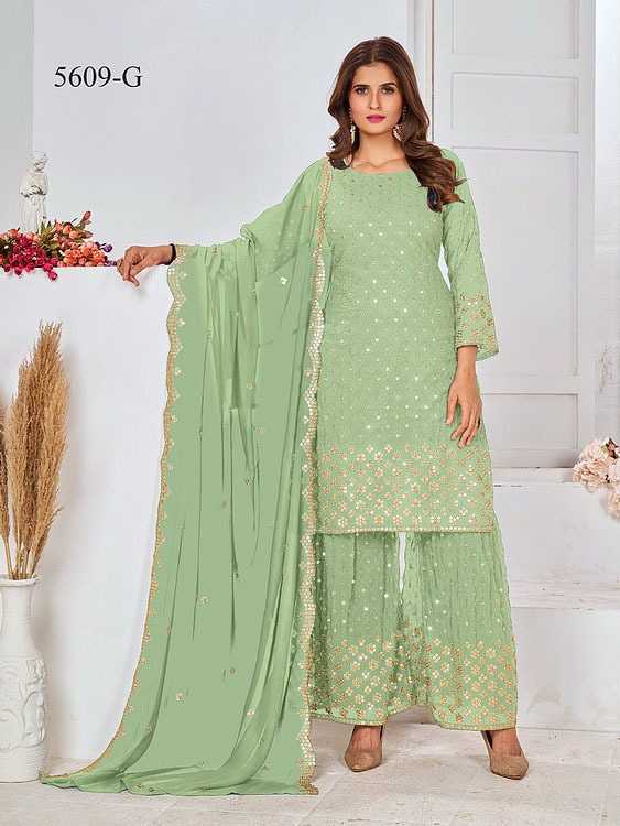Georgette Embroidery Suit in Yellow