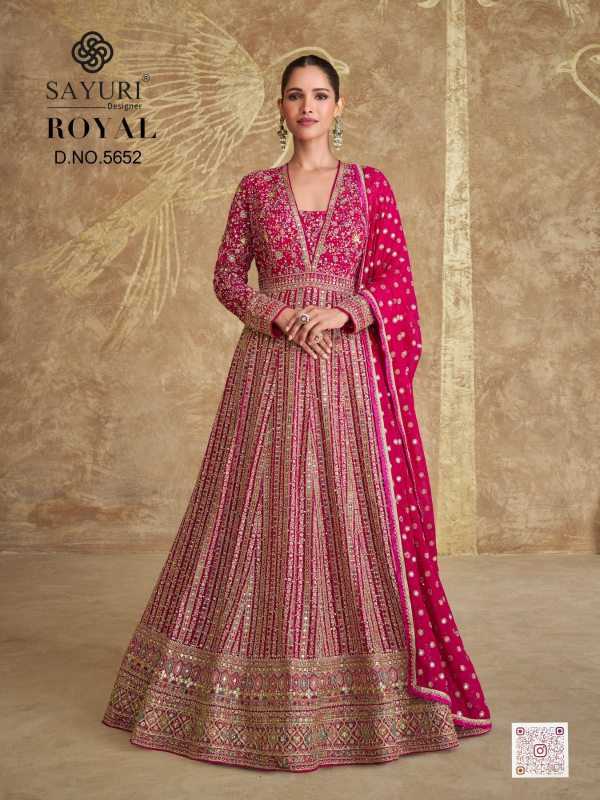 Georgette Embroidery Gown in Lavender