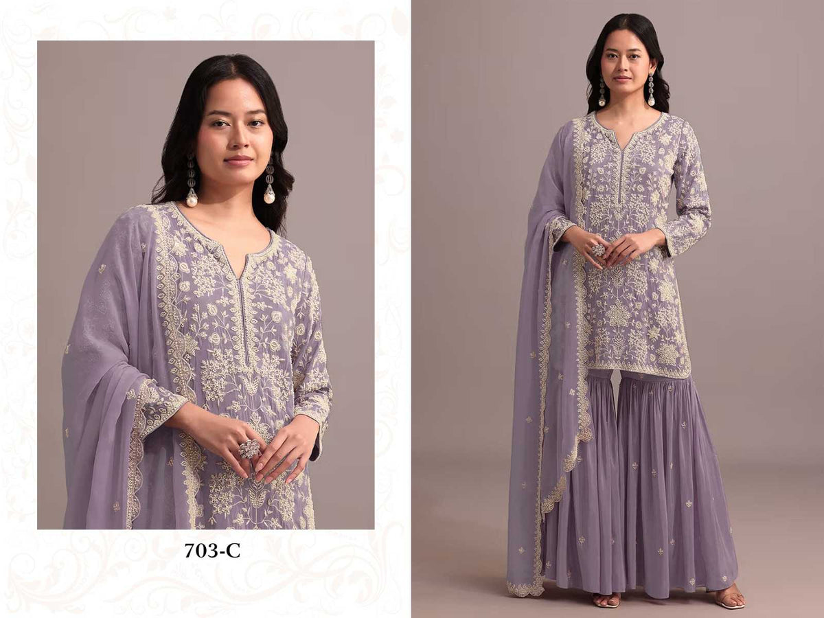 Georgette Embroidery Suit in Light Green