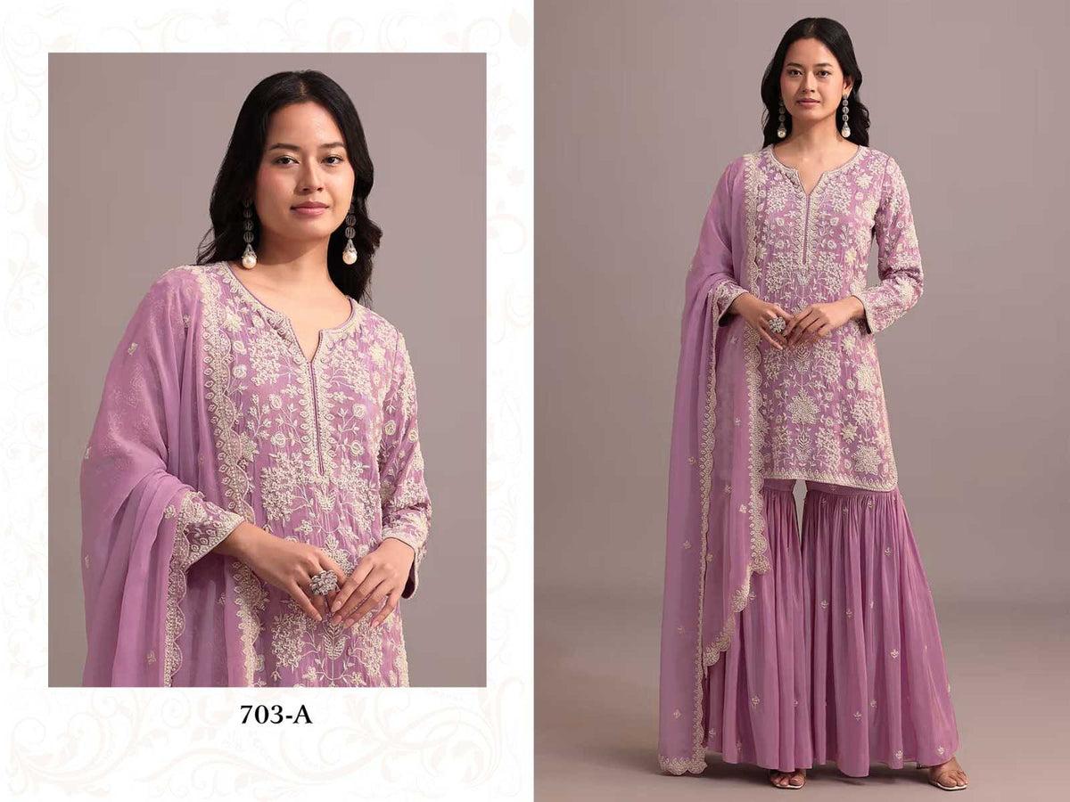 Georgette Embroidery Suit in Light Green