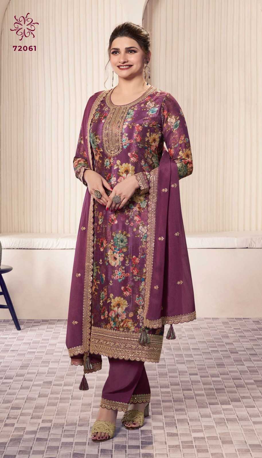 Soft Vichitra Printed Suit