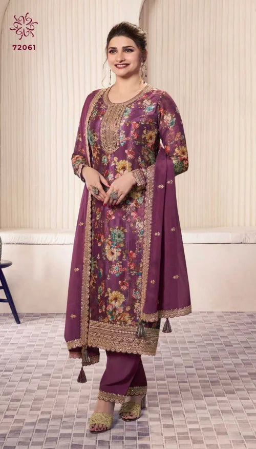 Soft Vichitra Printed Suit