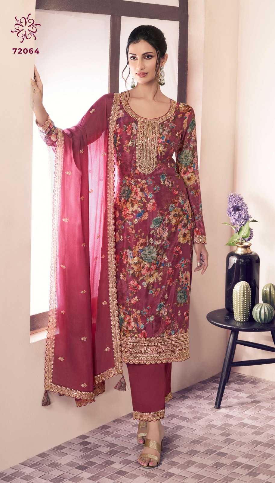 Soft Vichitra Printed Suit