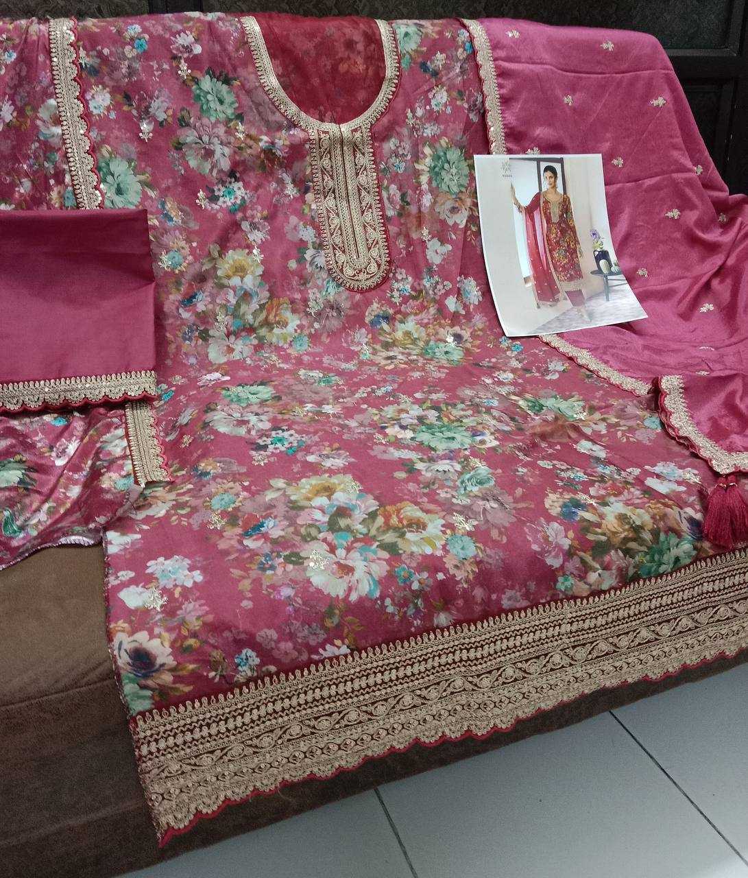 Soft Vichitra Printed Suit