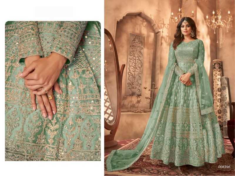 Faux Georgette Embroidery Suit in Grey