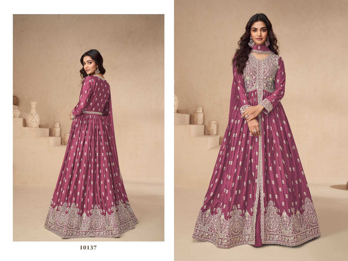 Ashirwad Chinon Embroidery Gown